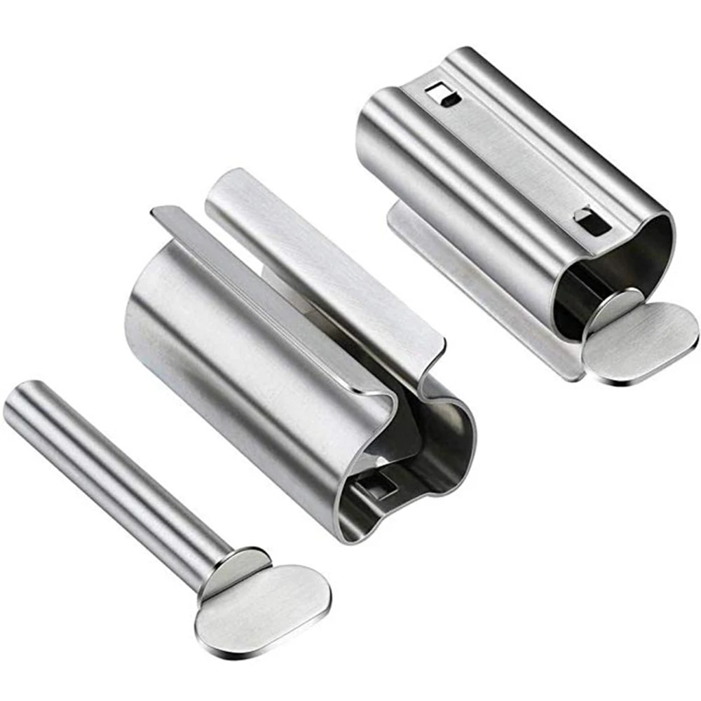 Stainless Steel Toothpaste Dispenser & Bathroom Organizer Rack Set
