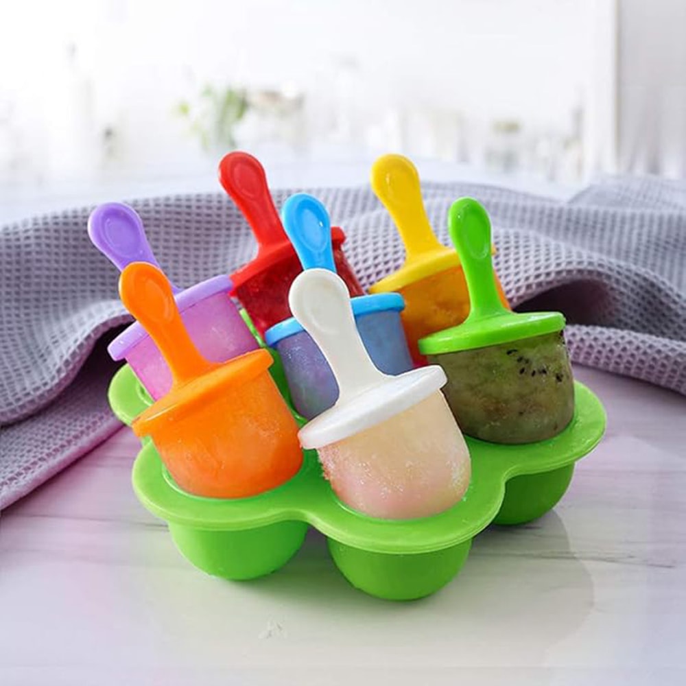 Silicone Ice Cream Pops Mold Tray for Homemade Baby Treats & Frozen Fruit Pops