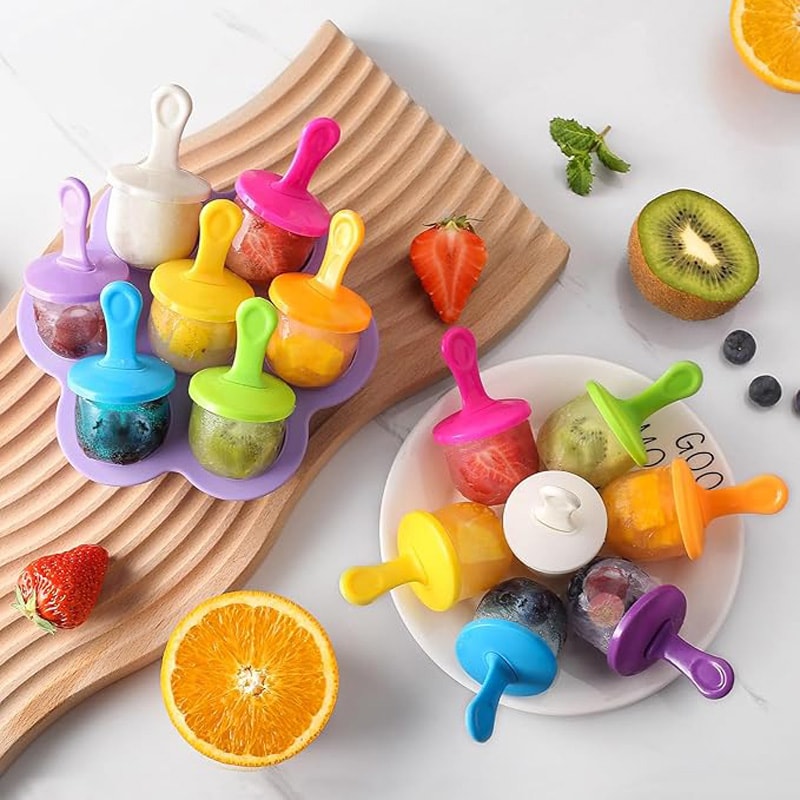 Silicone Ice Cream Pops Mold Tray for Homemade Baby Treats & Frozen Fruit Pops