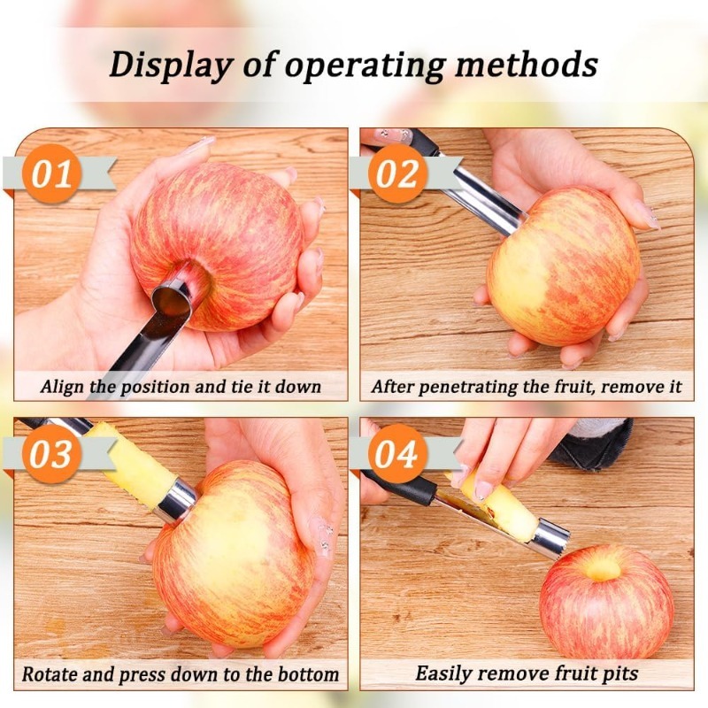 Stainless Steel Apple Corer Easy Twist Fruit Core Remover for Kitchen Prep