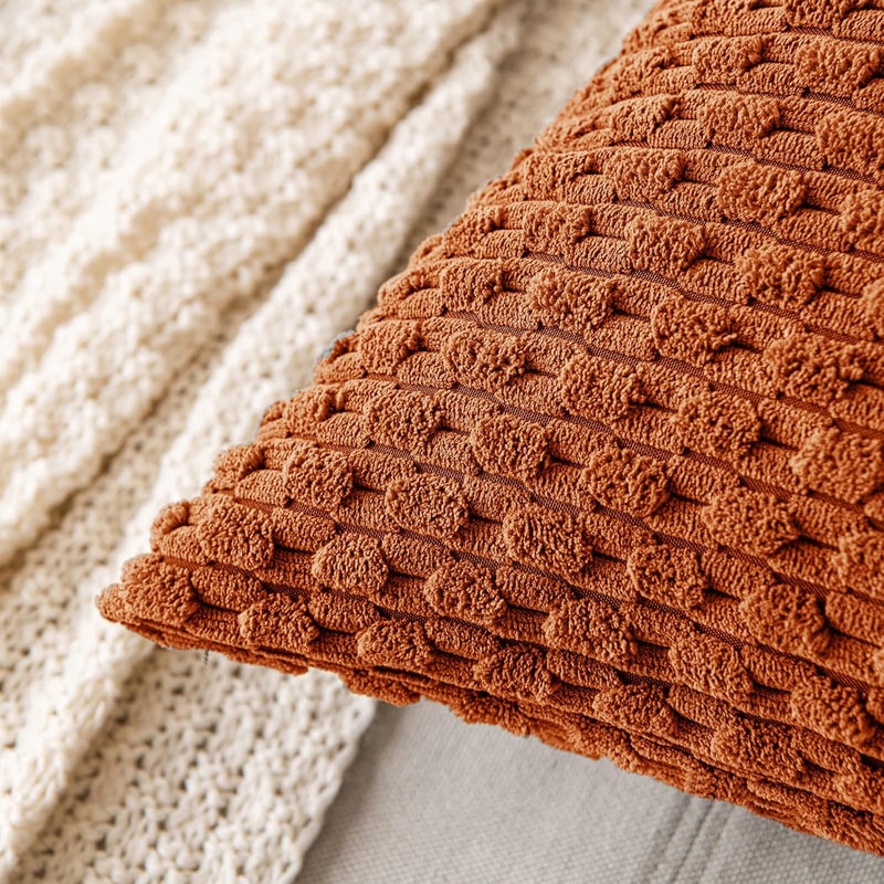 Boho Corduroy Throw Pillow Covers For Couch And Bed Farmhouse Striped Cushion Covers 1