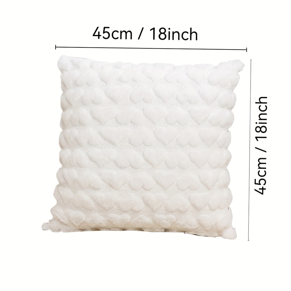 Cute Heart Plush Pillow Cover for Sofa Couch Bed Soft Decorative Cushion Case