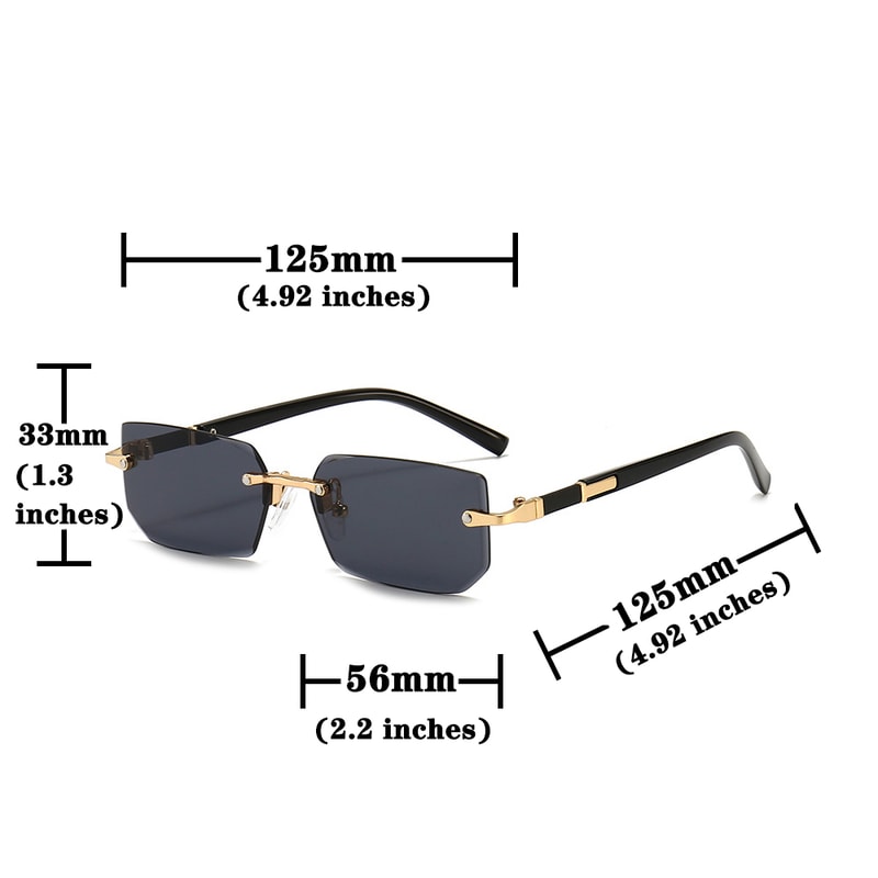 Retro Rimless Rectangle Sunglasses For Women Men UV Protection Travel Shades 2
