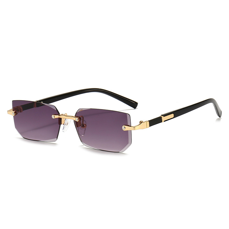 Retro Rimless Rectangle Sunglasses For Women Men UV Protection Travel Shades 5