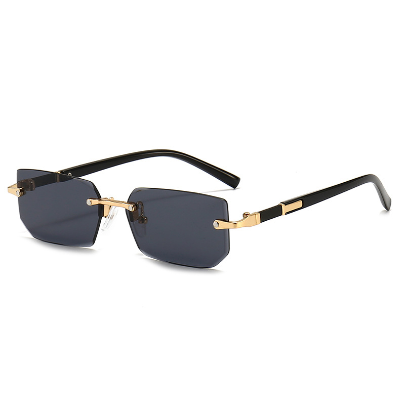 Retro Rimless Rectangle Sunglasses For Women Men UV Protection Travel Shades 8