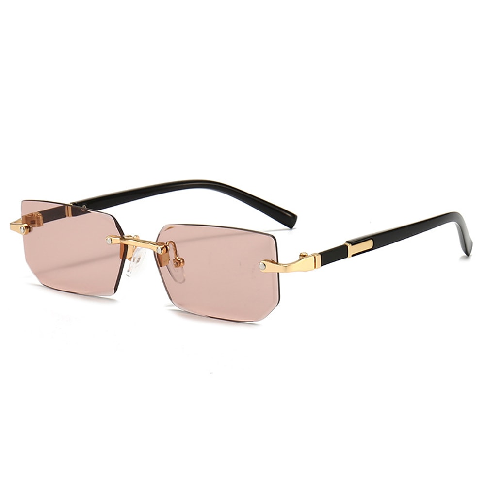 Retro Rimless Rectangle Sunglasses For Women Men UV Protection Travel Shades 11