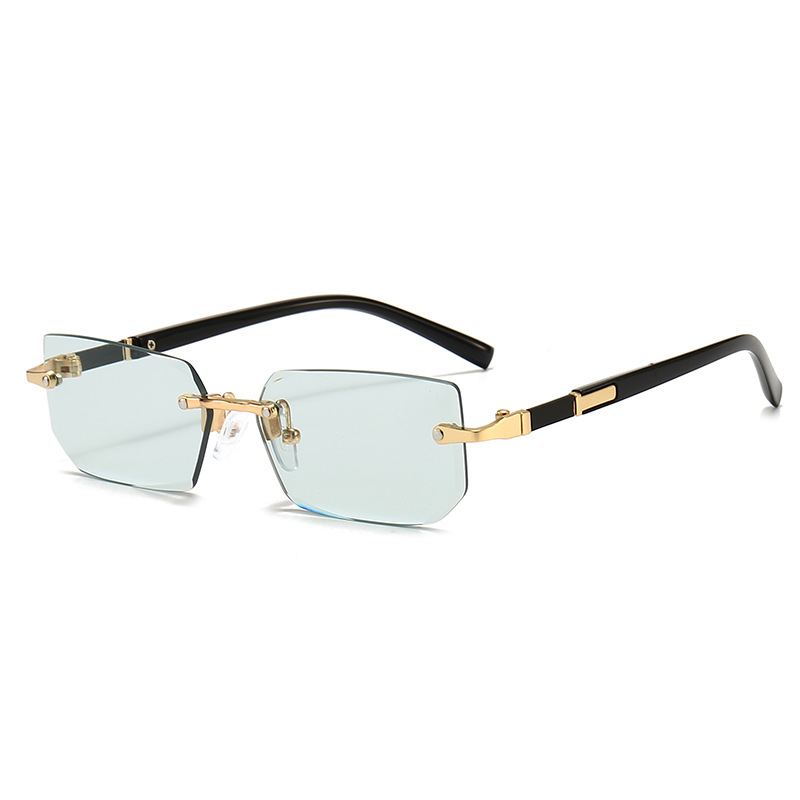 Retro Rimless Rectangle Sunglasses For Women Men UV Protection Travel Shades 12