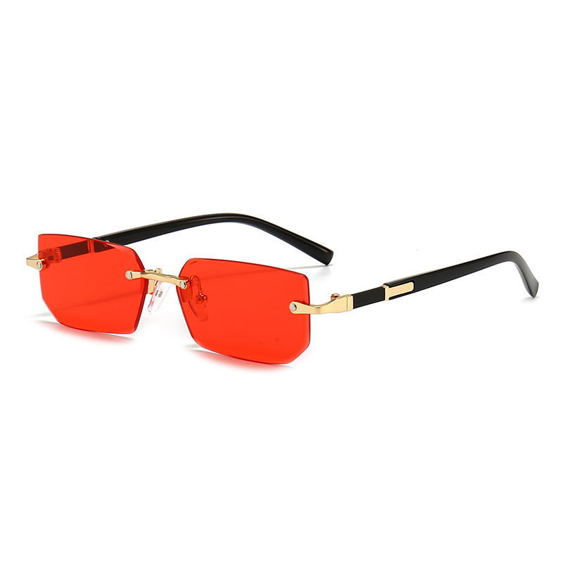 Retro Rimless Rectangle Sunglasses For Women Men UV Protection Travel Shades 13
