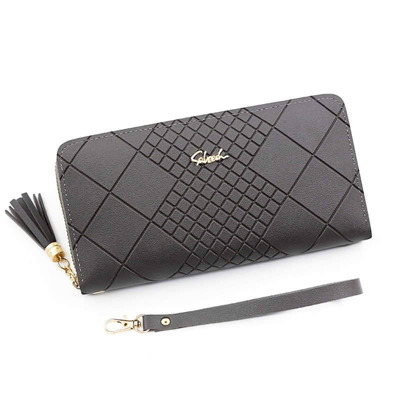 Elegant Zip Around Wristlet Wallet For Women Large Capacity PU Leather Wallet With Phone Pocket 4