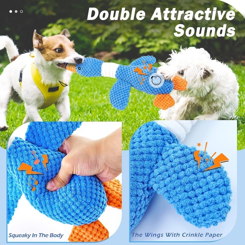 Interactive Dog Chew Toy Plush Squeaky Pet Toy for Aggressive Chewers & Playful Cats