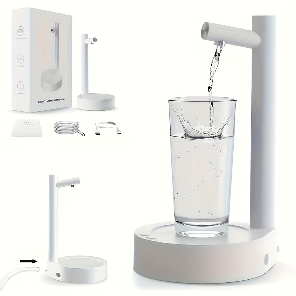 Smart USB Rechargeable Water Dispenser Pump for Gallon Bottles Portable Desktop Drinking Water Pump