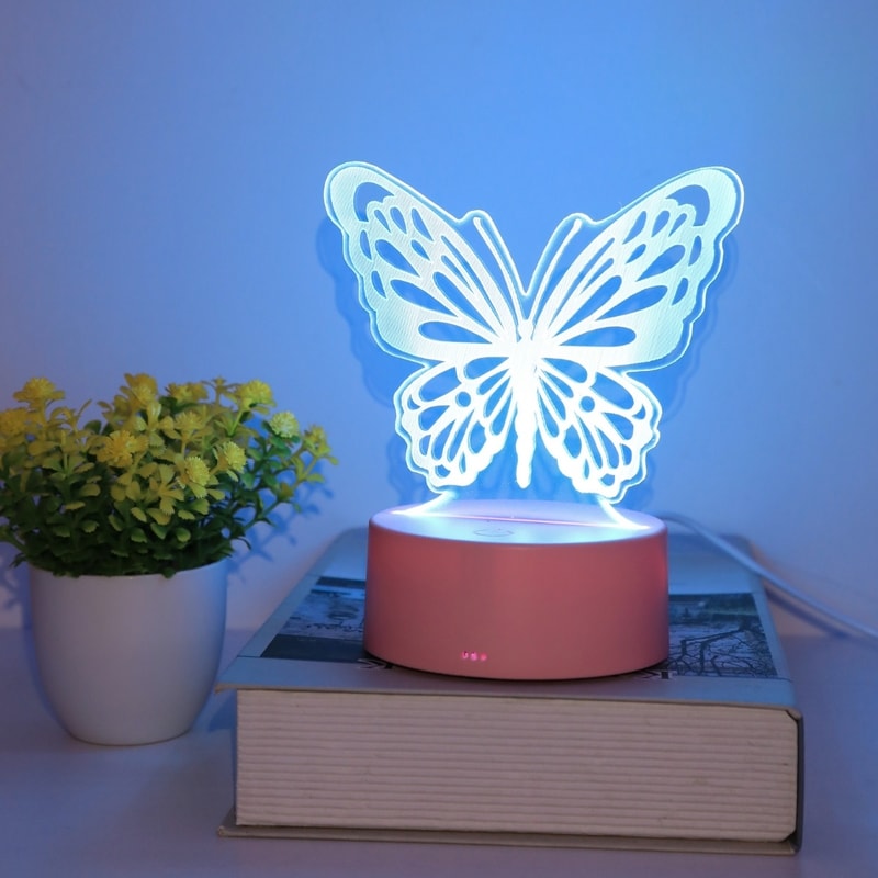 butterfly night light, USB bedside lamp, LED butterfly decor, romantic bedroom light, butterfly gift for her