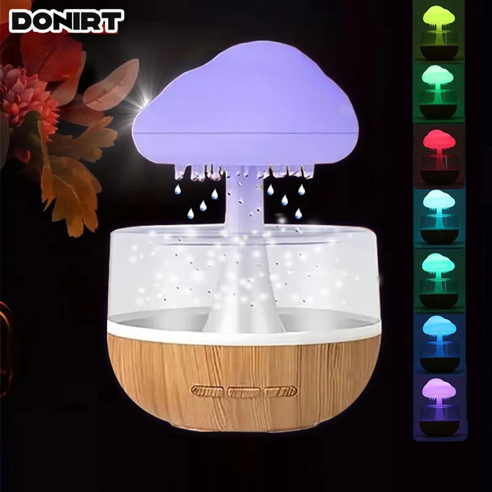 RainCloud Aroma Diffuser Humidifier With Raindrop Night Light 0