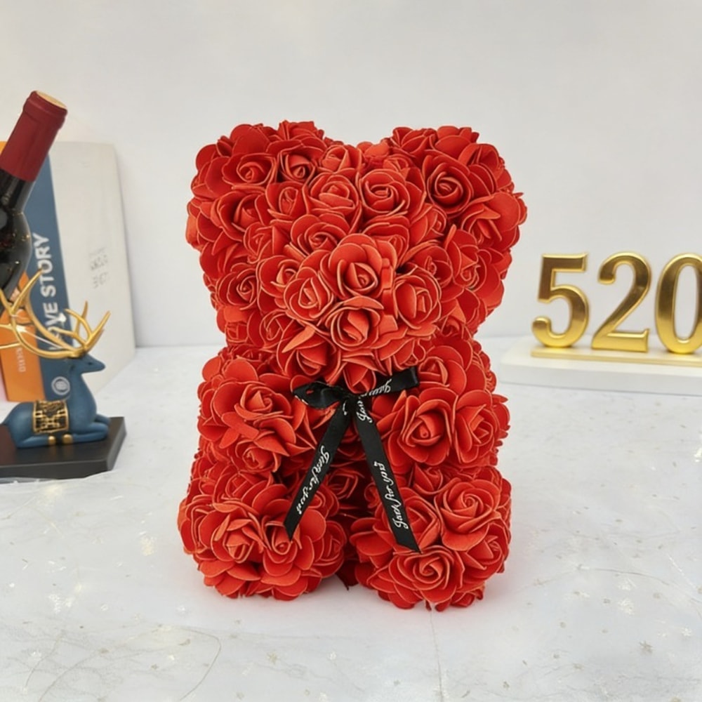 Eternal Rose Teddy Bear Gift for Mom Romantic Floral Decor