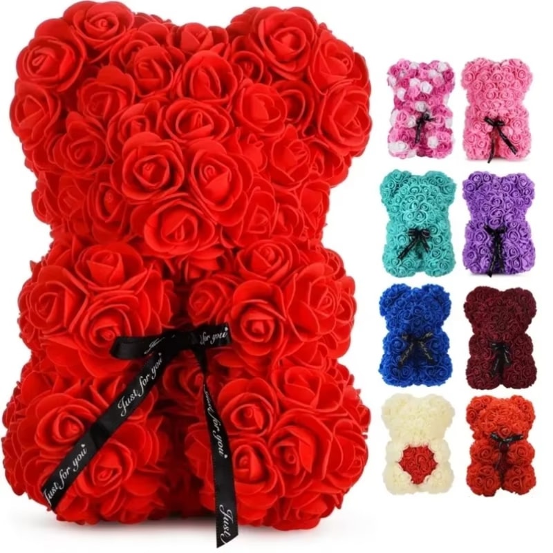 Eternal Rose Teddy Bear Gift for Mom Romantic Floral Decor