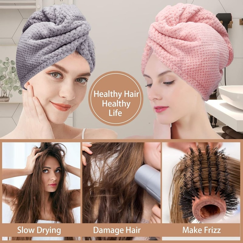 QuickDry Microfiber Hair Towel Wrap For Women Soft Absorbent Hair Drying Turban 5
