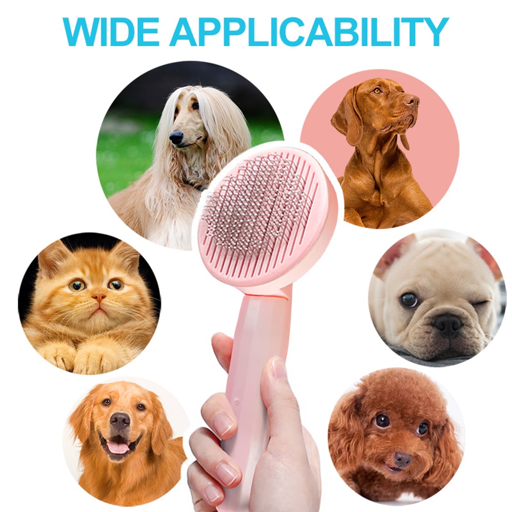Gentle Self Cleaning Cat Grooming Brush For Shedding Hair And Undercoat Care 4