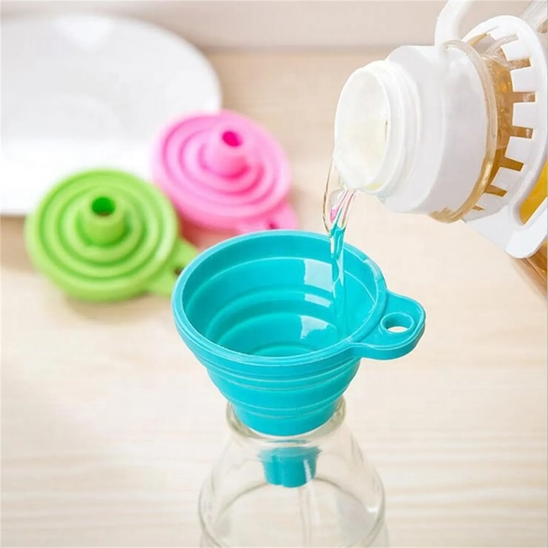 Collapsible Silicone Funnel Set for Kitchen Bottles and Liquid Transfer