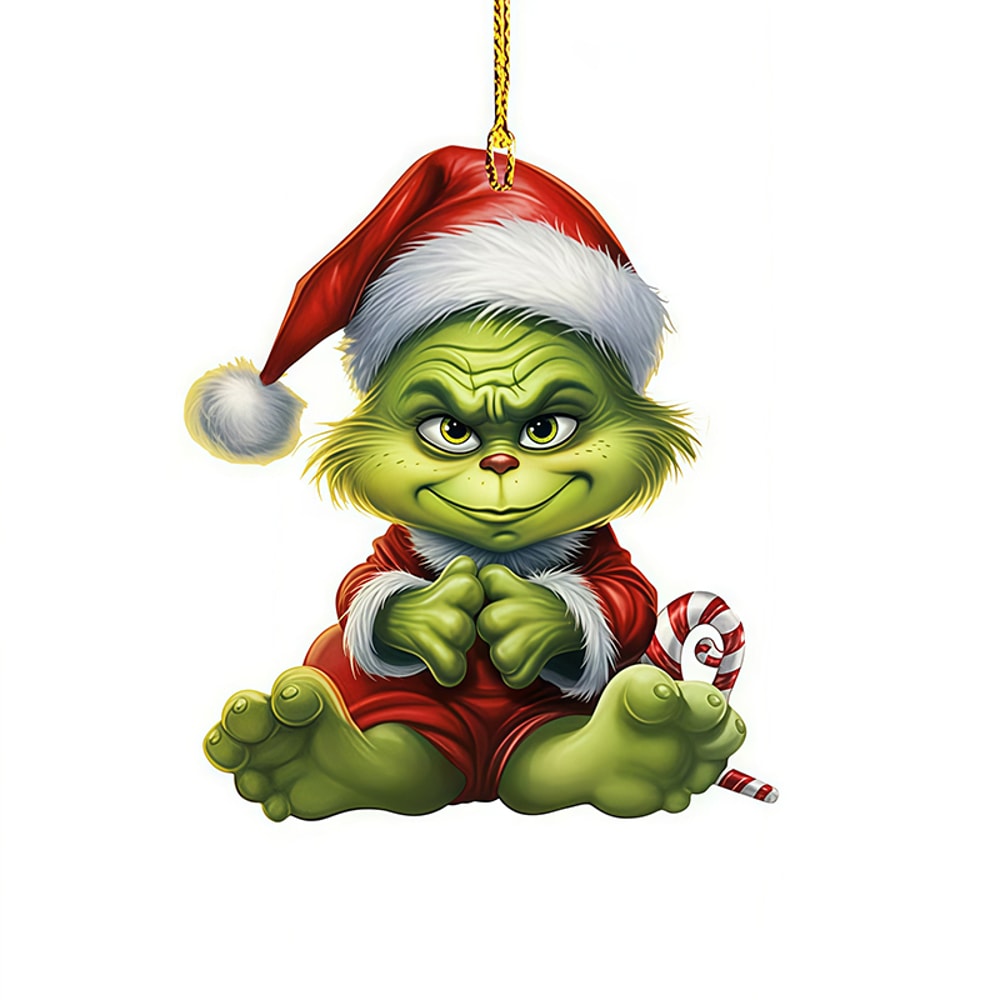 Grinch Inspired Christmas Tree Ornament Hanging Decor for Holiday Parties & Gifts