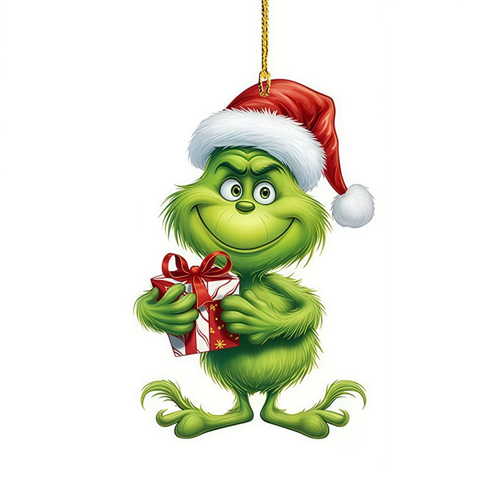 Grinch Inspired Christmas Tree Ornament Hanging Decor for Holiday Parties & Gifts