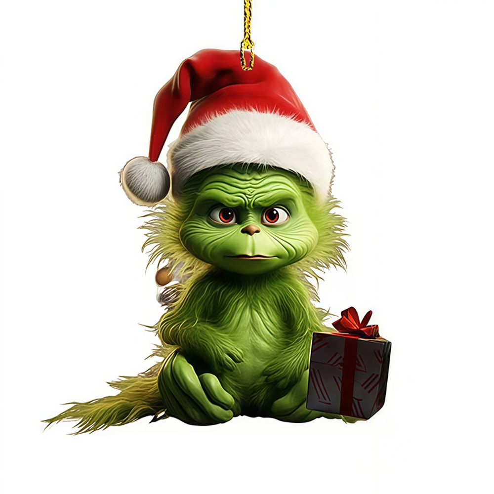 Grinch Inspired Christmas Tree Ornament Hanging Decor for Holiday Parties & Gifts