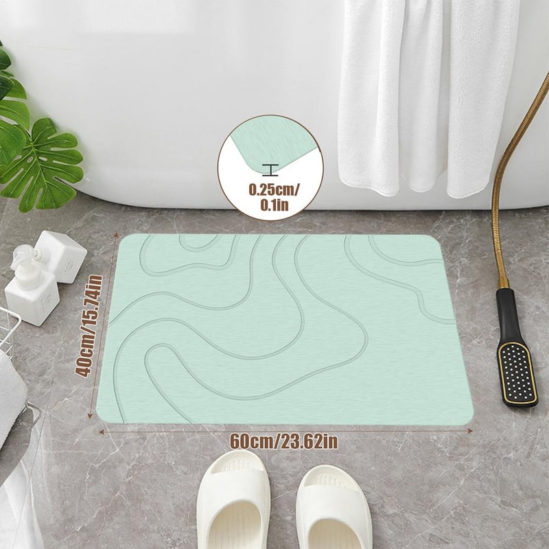 QuickDry Diatomite Bath Mat Non Slip Water Absorbent Shower Rug