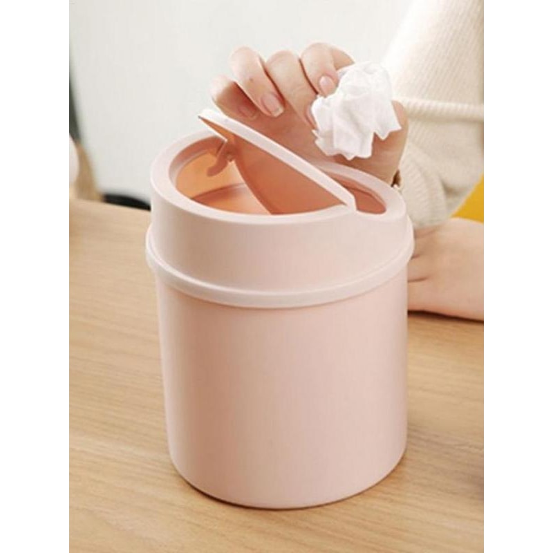 Minimalist Desktop Trash Can with Lid for Office, Vanity & Bedroom Organization