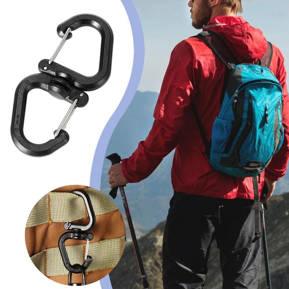 Swivel Camping Carabiner Clip Double S Hook for Backpacks & Outdoor Gear