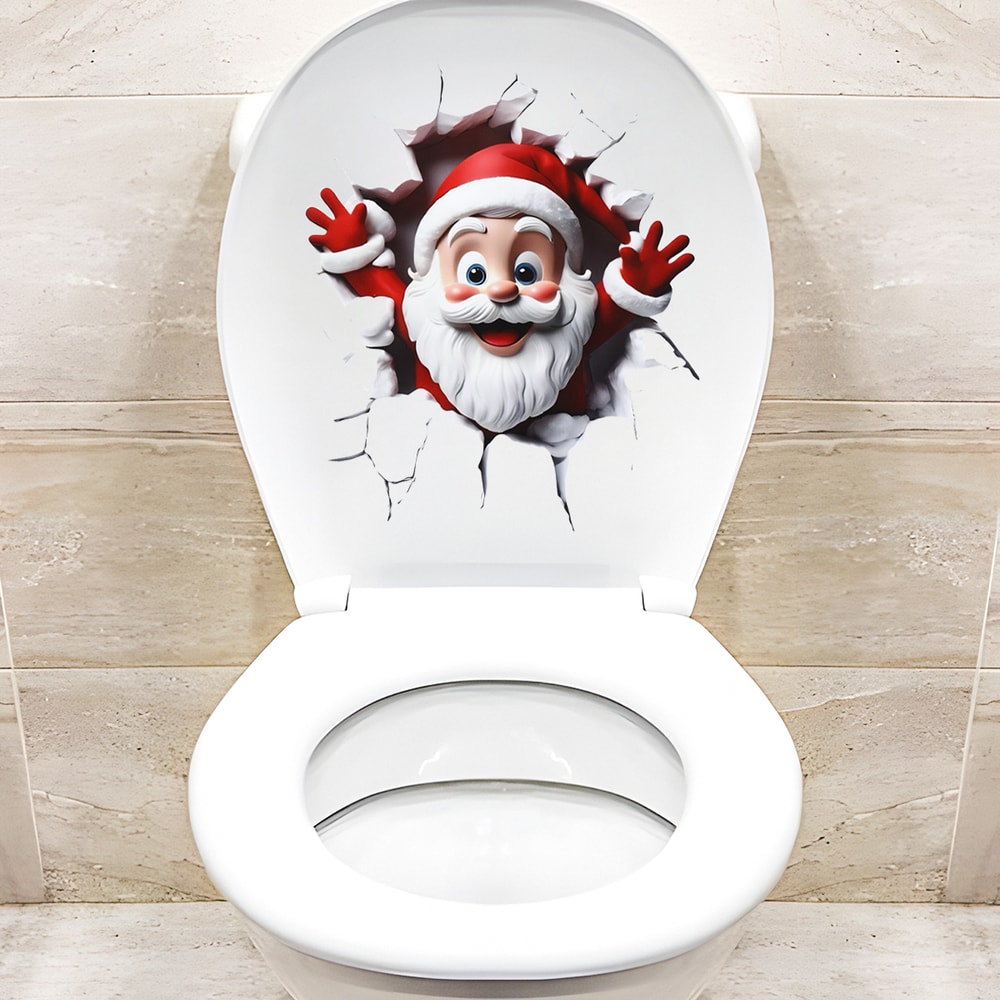 Funny Christmas Snowman Toilet Sticker Set For Festive Bathroom Decor 1