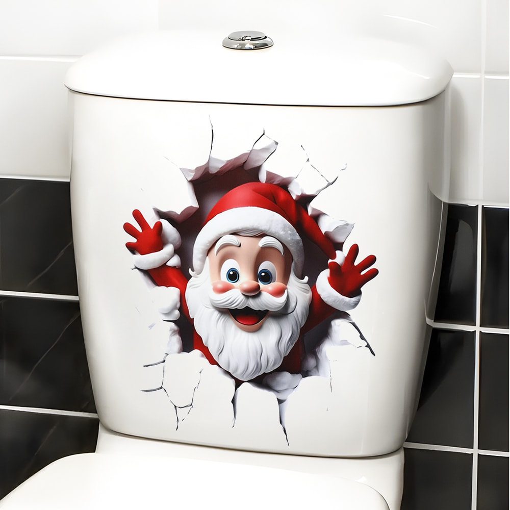 Funny Christmas Snowman Toilet Sticker Set For Festive Bathroom Decor 2