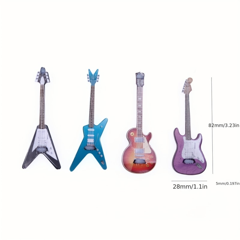 Mini Electric Guitar Dollhouse Decor Set For Music Lovers Collectors 1