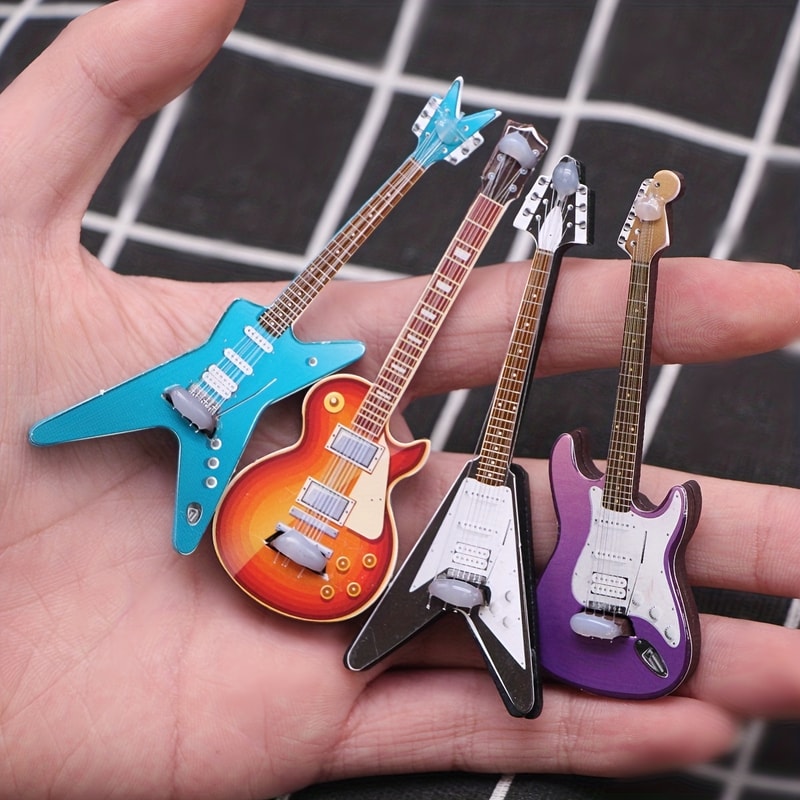 Mini Electric Guitar Dollhouse Decor Set For Music Lovers Collectors 3