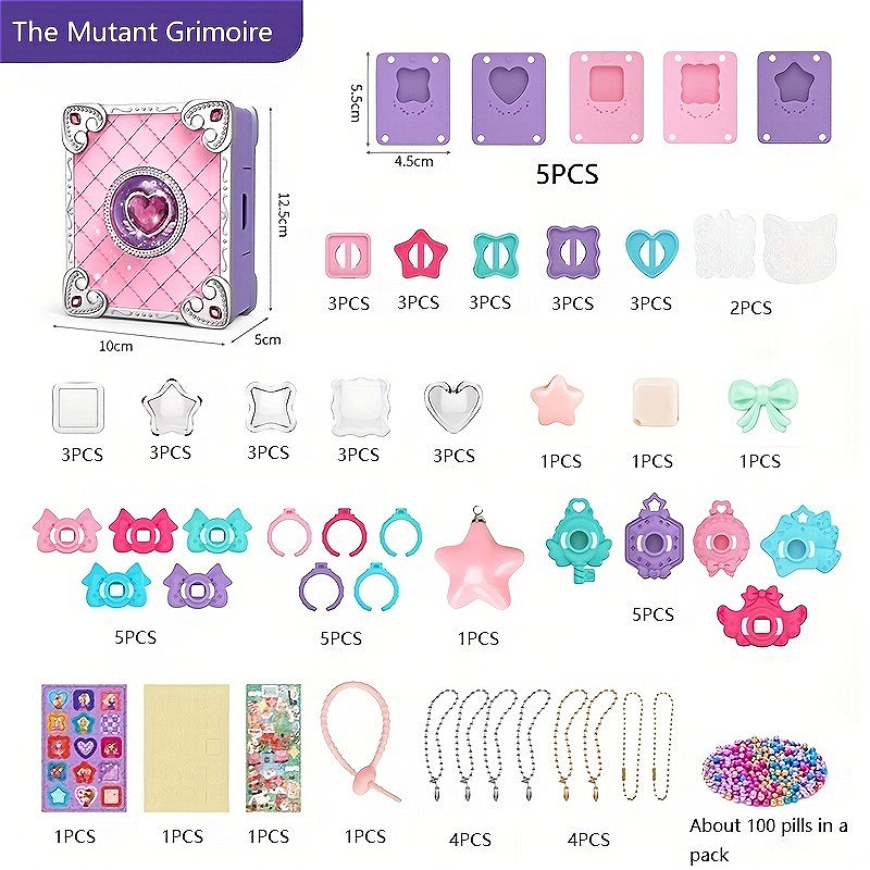 Magic Sticker Maker Kit for Girls with Jewelry Charms & Creative DIY Book