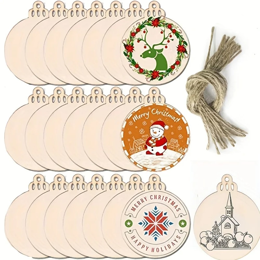 Wooden Craft Discs for DIY Ornaments & Rustic Decor Set
