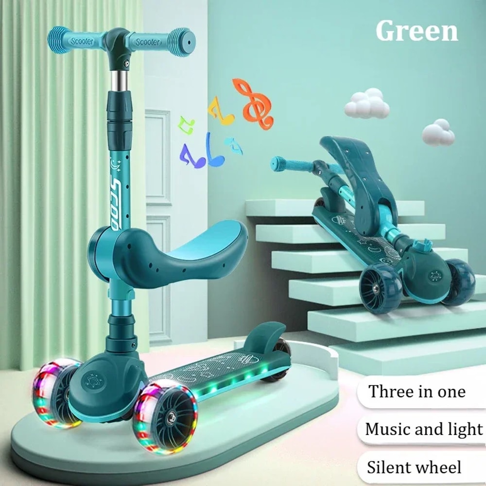 Kids Scooter With Seat Adjustable Wheel Kick Scooter For Boys Girls 6
