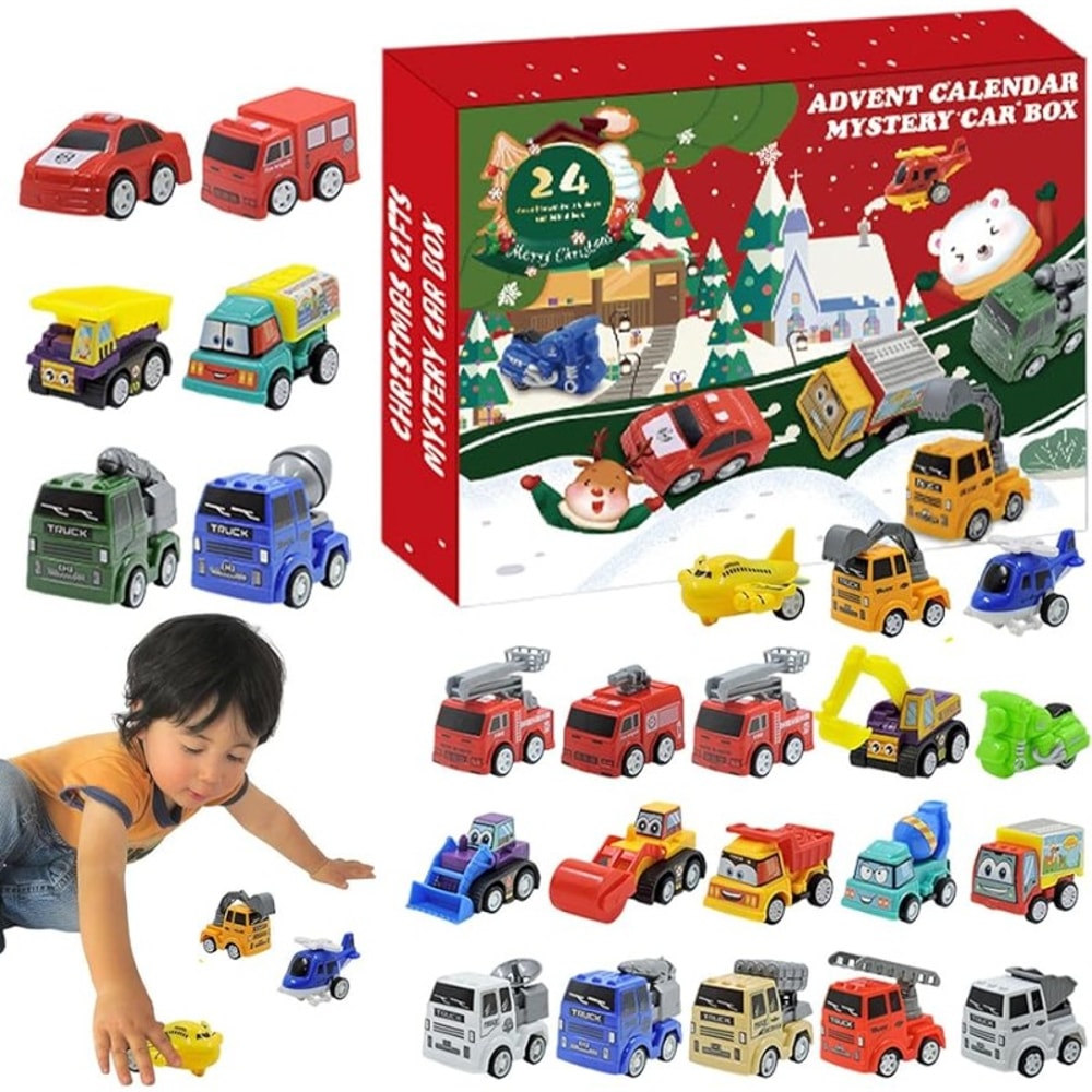Piece Pull Back Car Toys Advent Calendar for Kids Christmas Countdown Gift Set