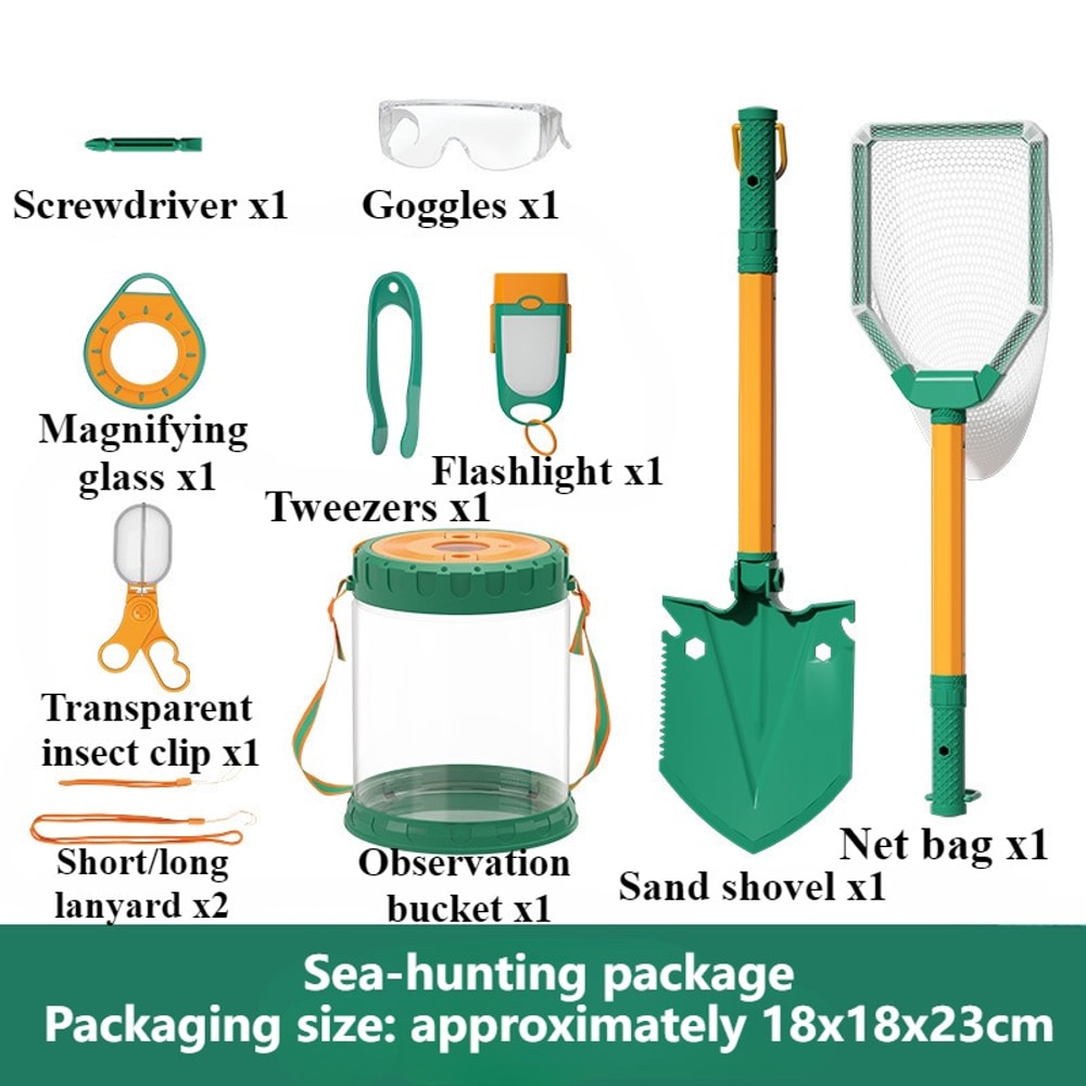 Kids Beach Adventure Kit with Crab Catcher and Shell Collecting Tools