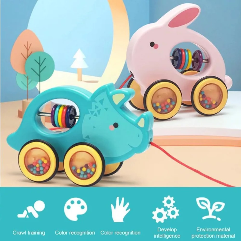 Wooden Animal Pull Along Toy For Toddlers Educational Walking Companion 1