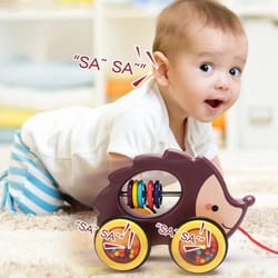 wooden animal pull along toy for toddlers educational walking companion