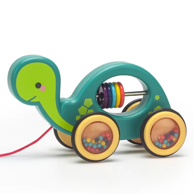 Wooden Animal Pull Along Toy For Toddlers Educational Walking Companion 7