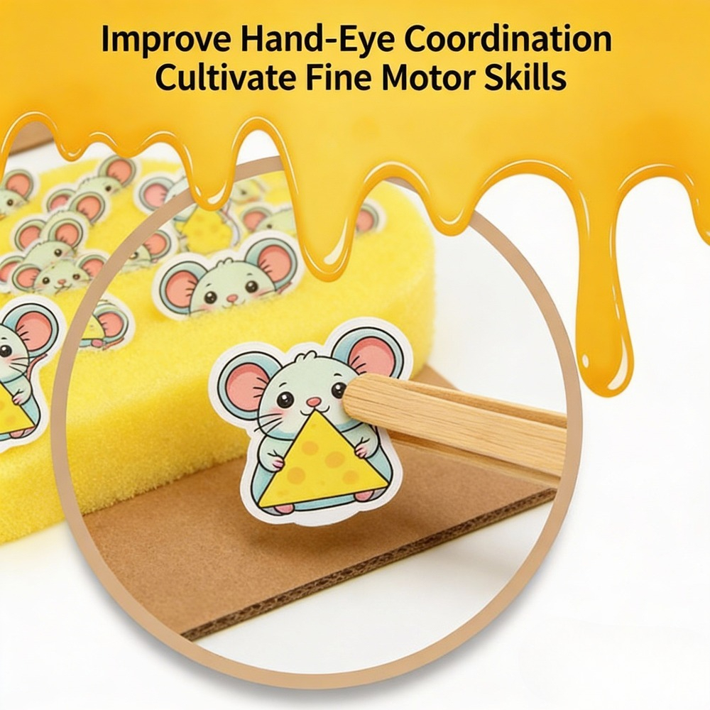 Montessori Shape Matching Game Cheese Mice Puzzle for Toddlers and Family Learning Fun