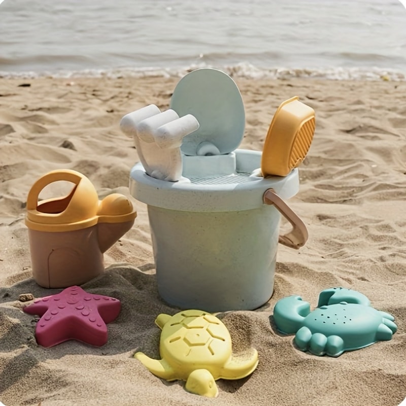 Ocean Adventure Beach Toys for Kids Sand Play Set with Bucket, Watering Can & Sea Creature Molds