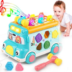melody playbus interactive learning toy with lights, sounds & shape sorter