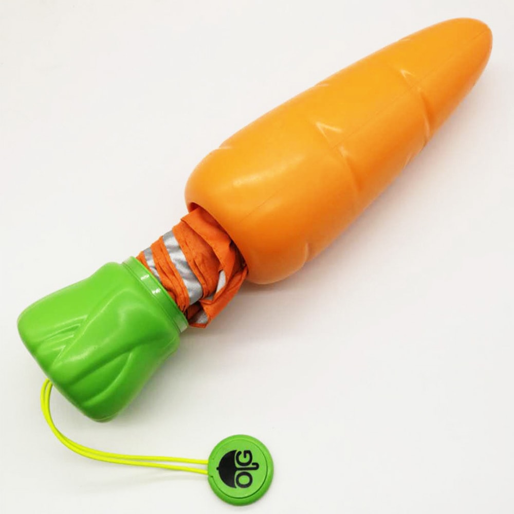 Kids Carrot Umbrella Windproof Rain Parasol for Toddlers & Children
