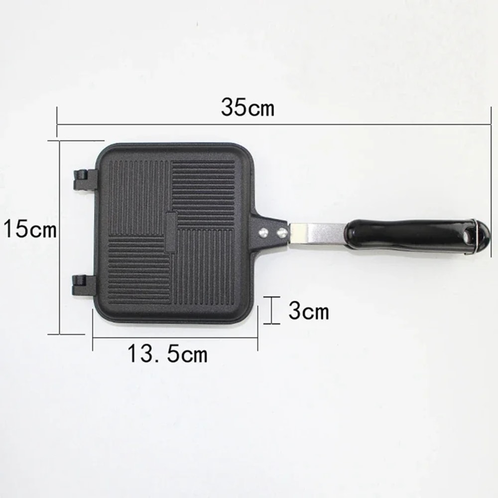 Double Sided Sandwich Maker Non Stick Breakfast Grill Pan For Toast Waffles Pancakes 2