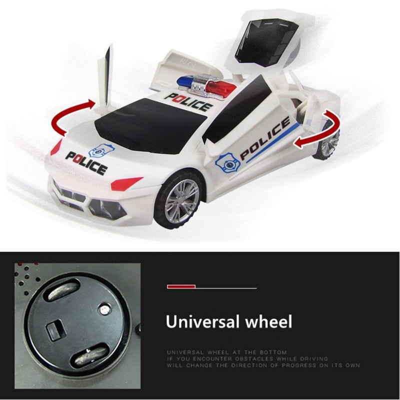 Flash Patrol Police Car Toy with Lights, Sound & Universal Wheels for Toddlers