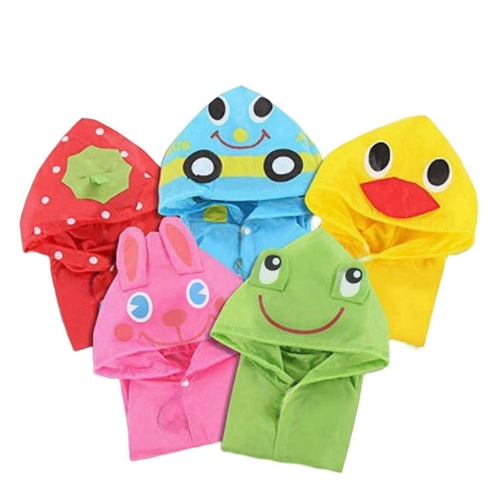Cartoon Animal Kids Raincoat Waterproof Toddler Rain Poncho Jacket