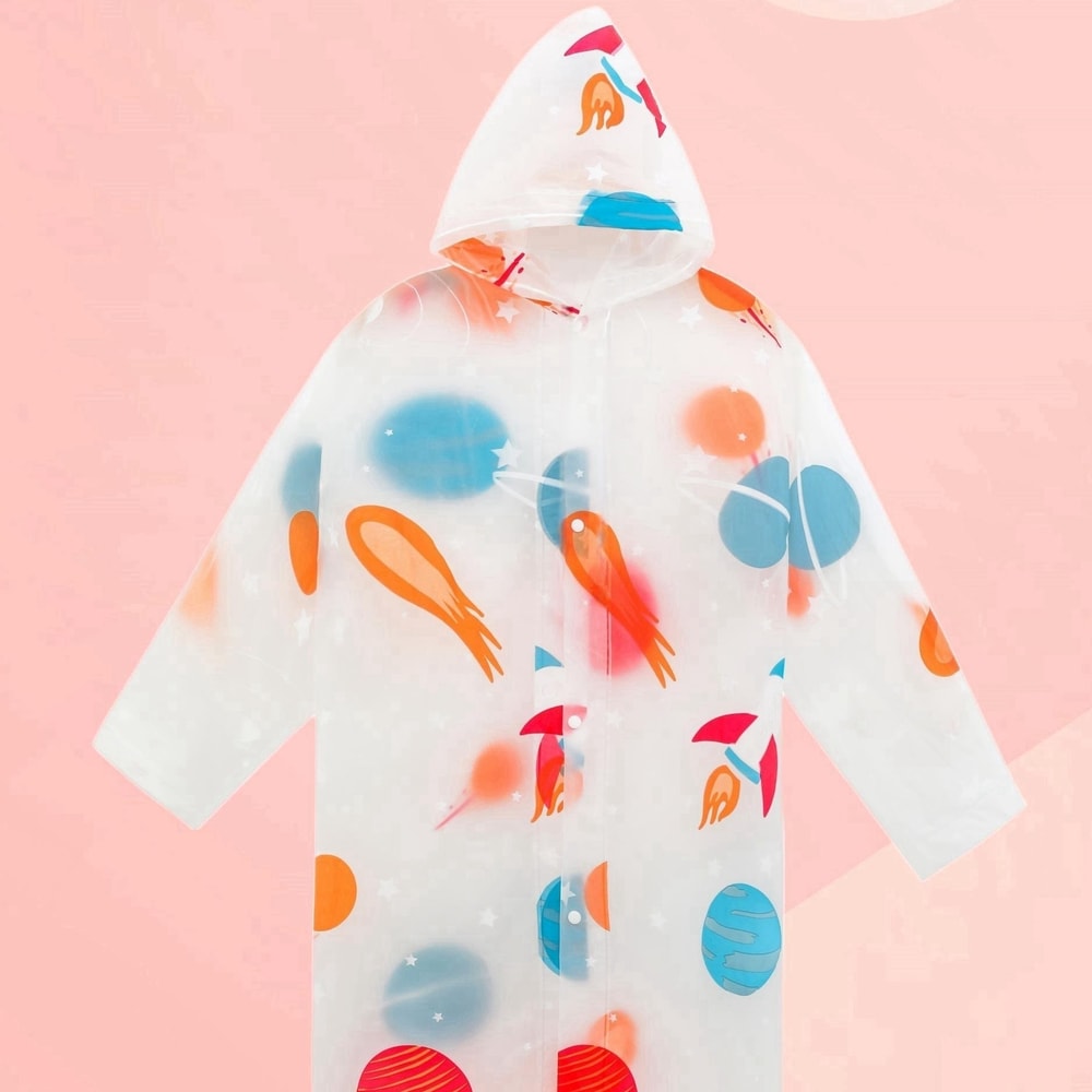 Kids Transparent Mermaid Raincoat Waterproof Cartoon Poncho For Toddlers Children 5