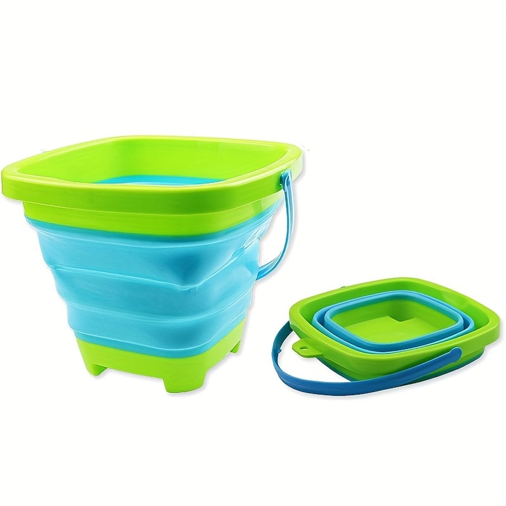 Collapsible Silicone Beach Bucket For Kids Travel Sand Toy Set 8