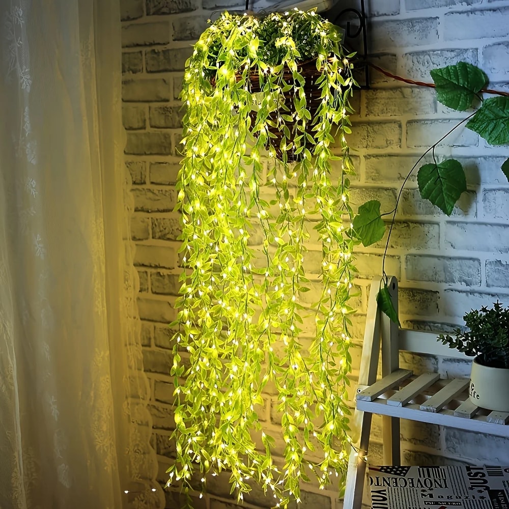 Enchanted Willow Vine Fairy Lights Battery Operated Leaf String Decor